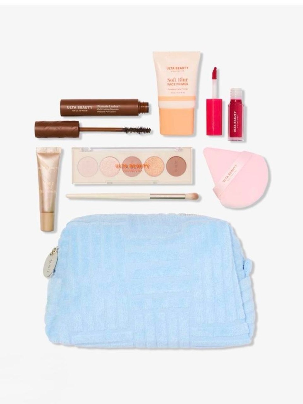ULTA Beauty Makeup Set with Light Blue Cosmetic Pouch